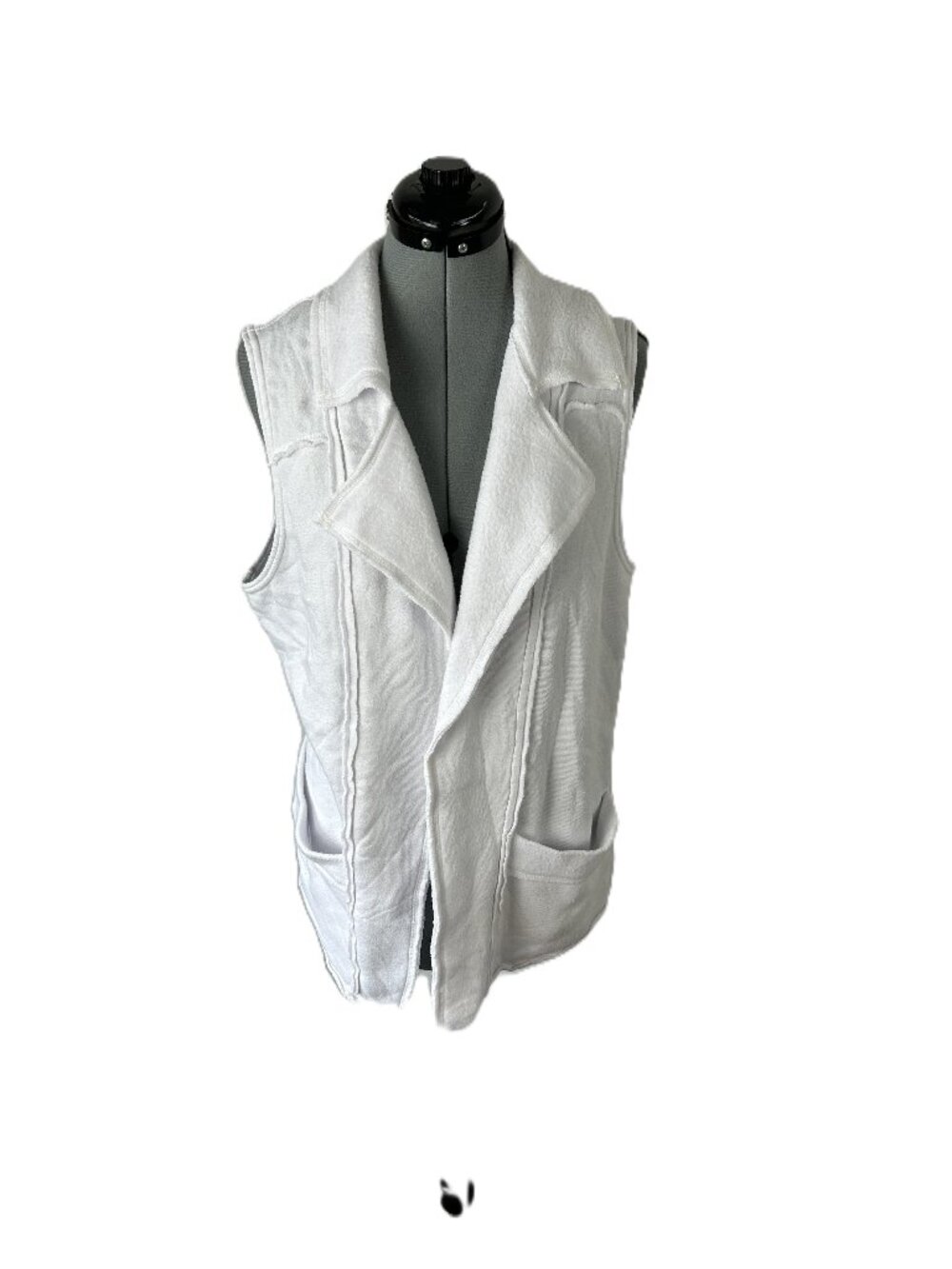 Hard Tail FOREVER Raw Edge Fleece Open Front Vest White M